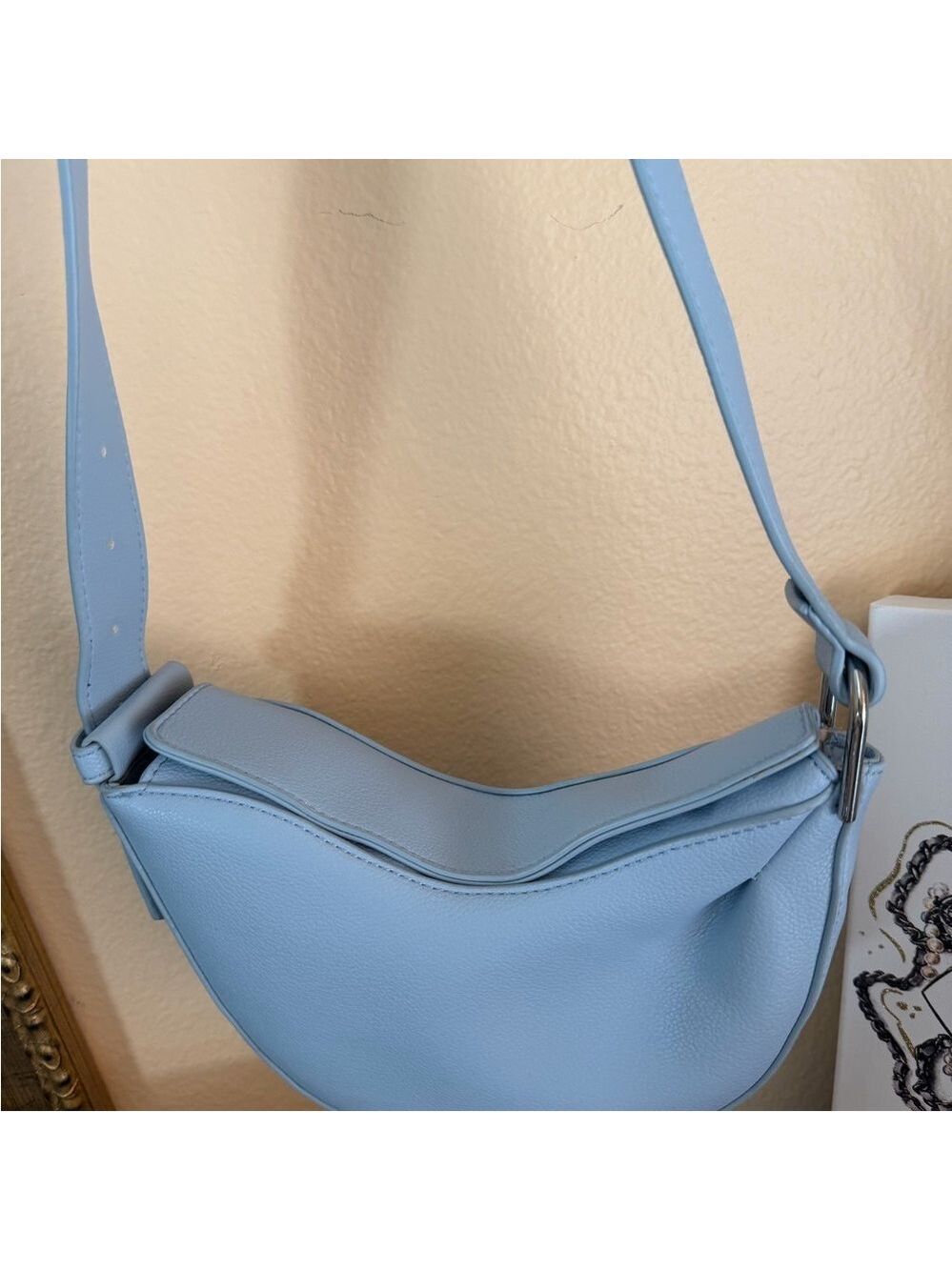 BCBG Faux Leather Shoulder Bag Sky Blue - Picture 2 of 7
